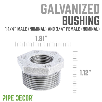 1 1/4 in. x 3/4 in. Galvanized Iron Bushing PIPE DECOR