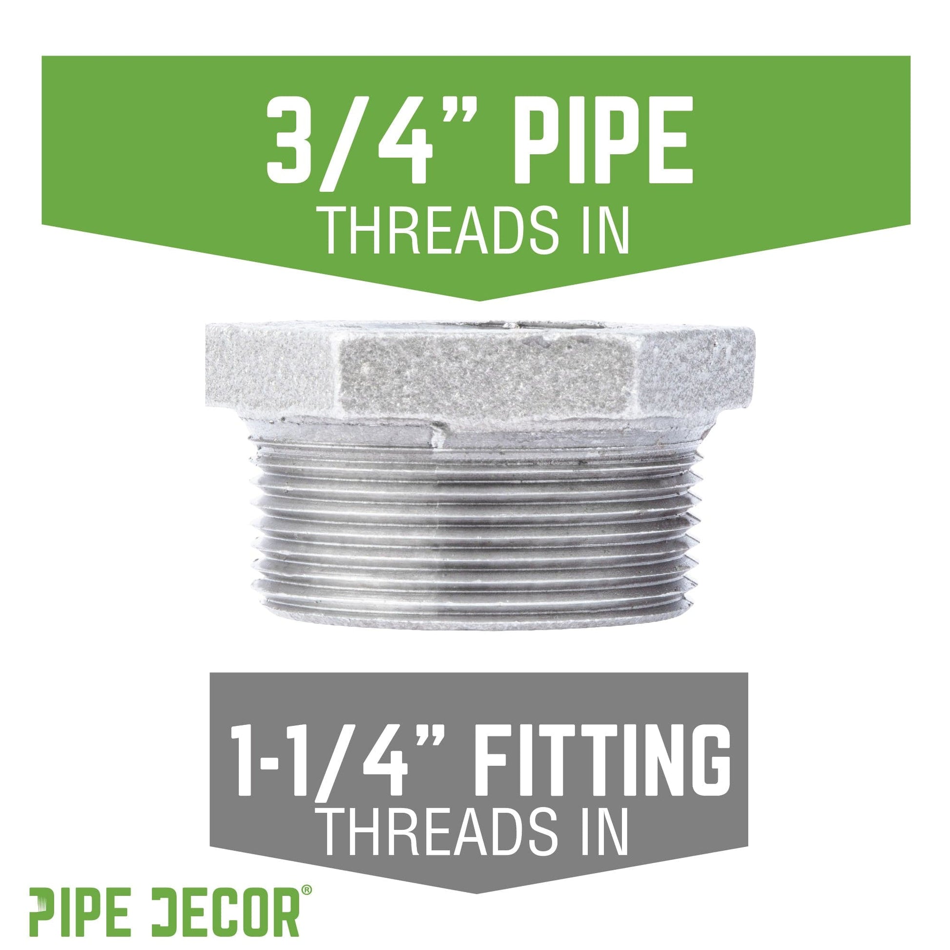 1 1/4 in. x 3/4 in. Galvanized Iron Bushing PIPE DECOR