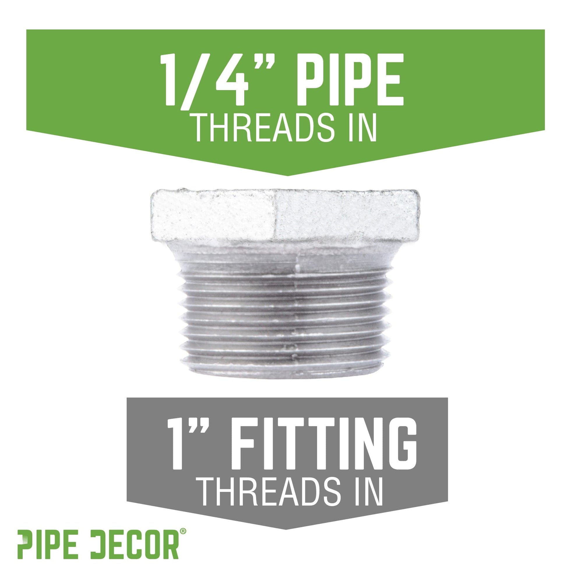1  in. x 1/4 in. Galvanized Iron Bushing PIPE DECOR