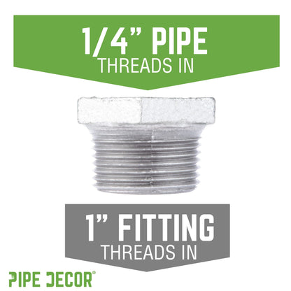 1  in. x 1/4 in. Galvanized Iron Bushing PIPE DECOR