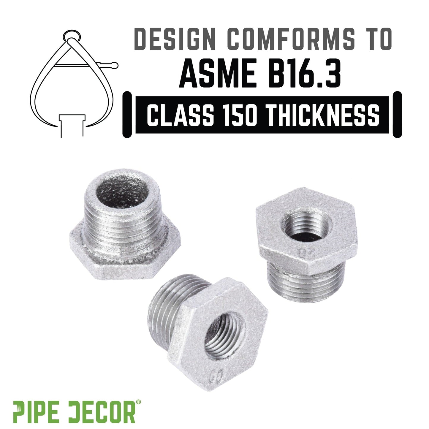 1/2 in. x 1/4 in. Galvanized Iron Bushing PIPE DECOR