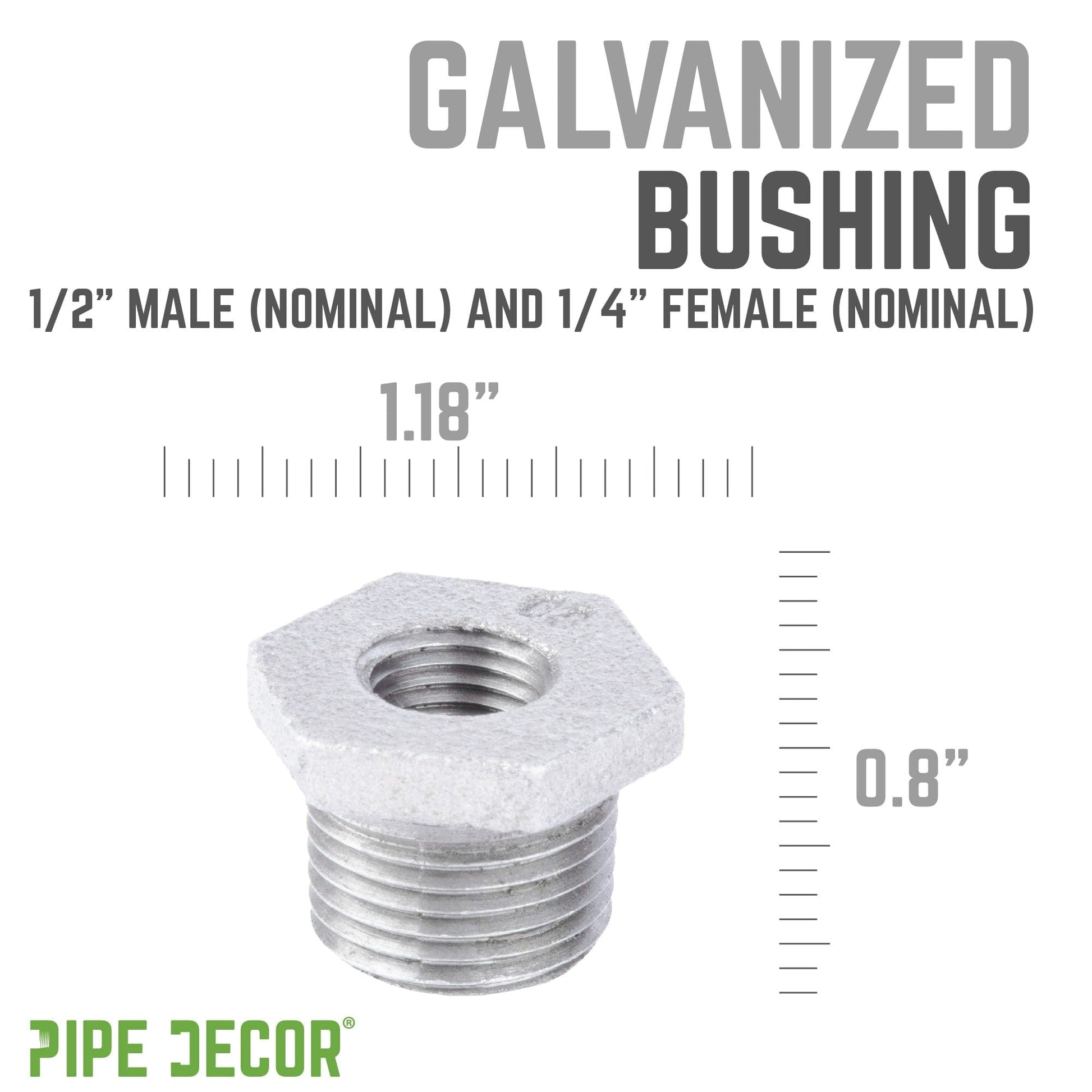 1/2 in. x 1/4 in. Galvanized Iron Bushing PIPE DECOR