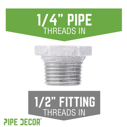 1/2 in. x 1/4 in. Galvanized Iron Bushing PIPE DECOR