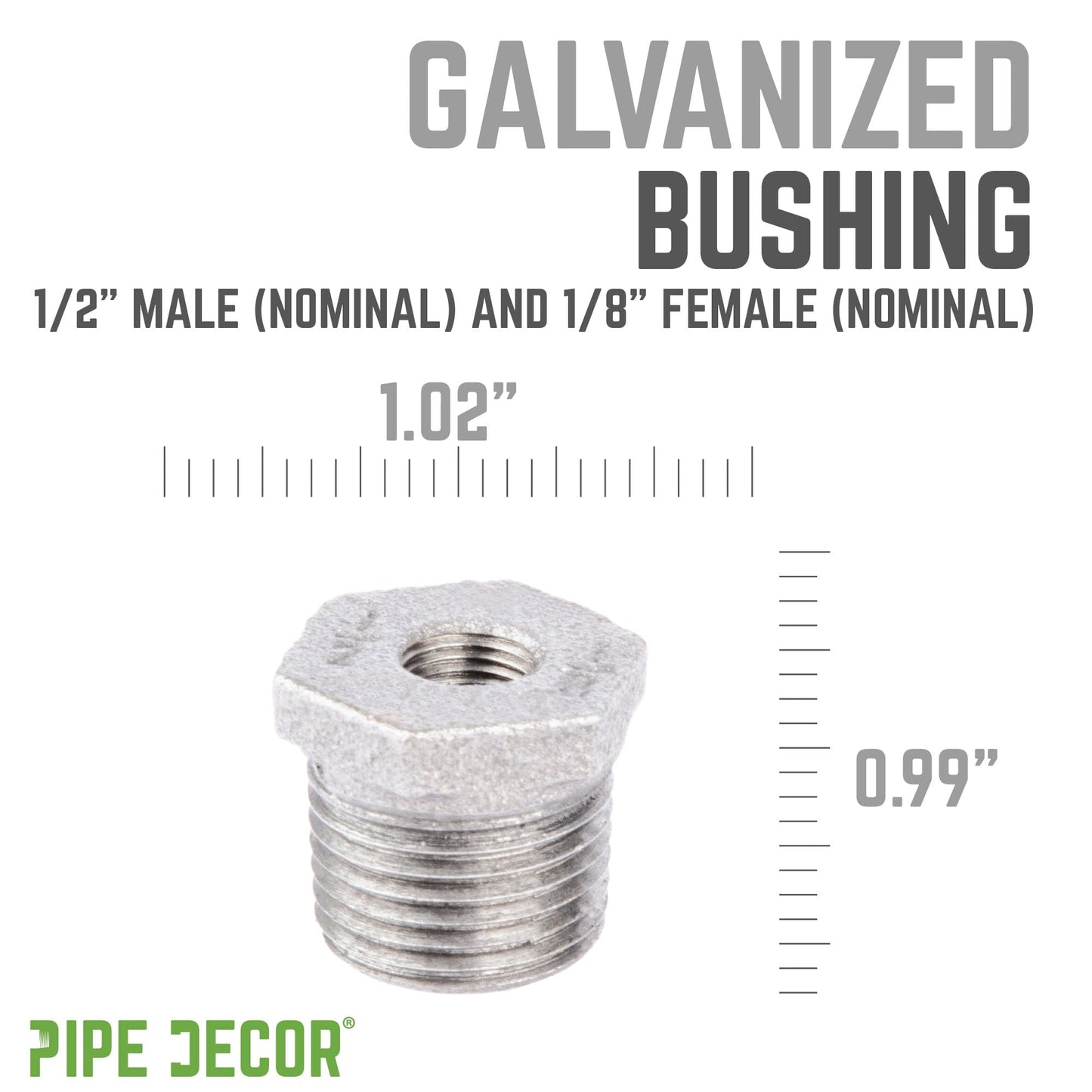 1/2 in. x 1/8 in. Galvanized Iron Bushing PIPE DECOR