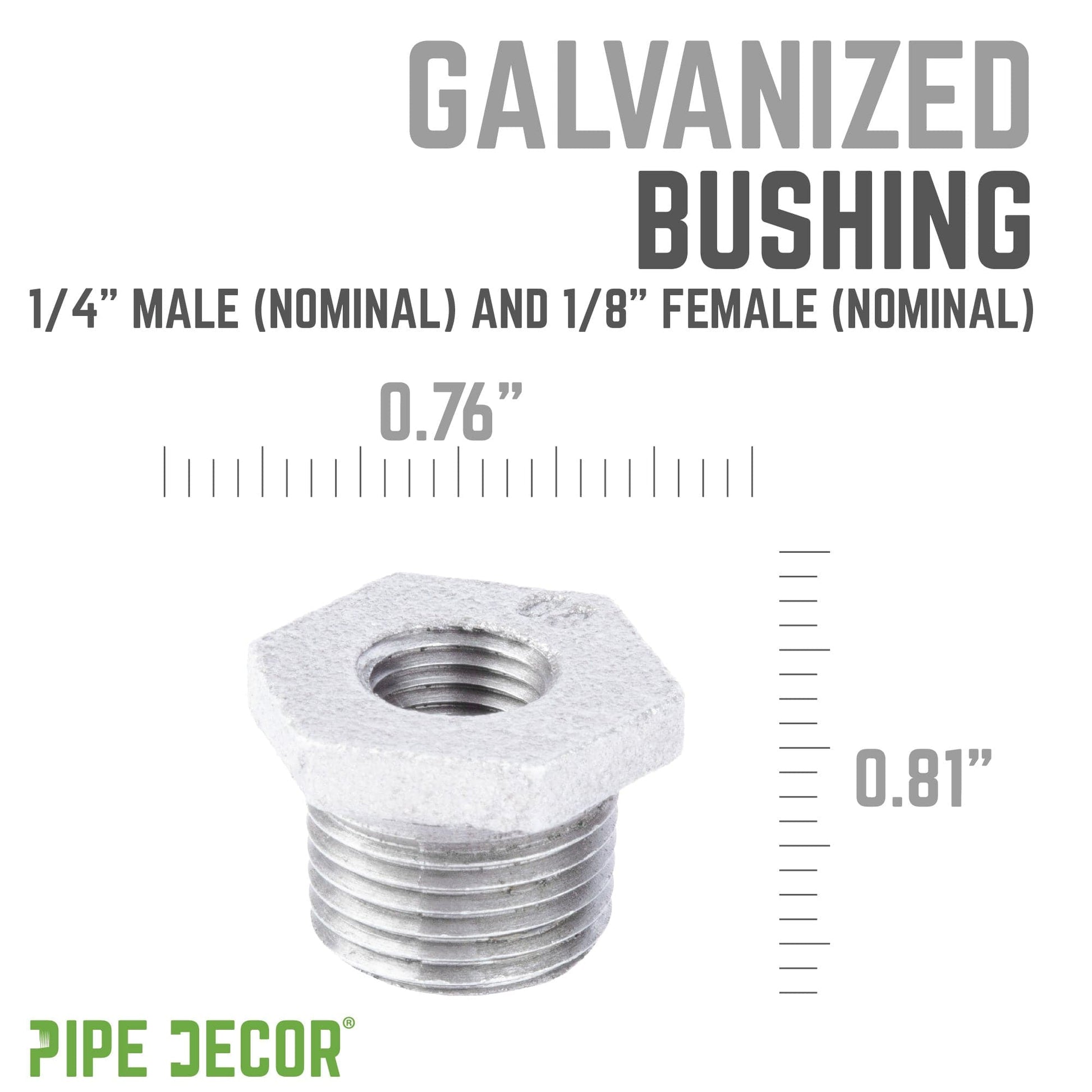 1/4 in. x  1/8 in. Galvanized Iron Bushing PIPE DECOR