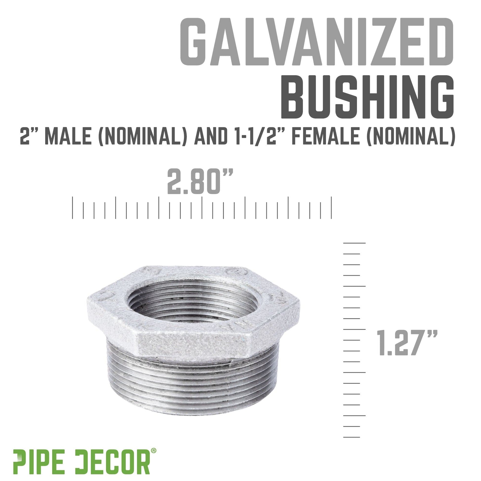 2 in. x 1 1/2 in. Galvanized Iron Bushing PIPE DECOR