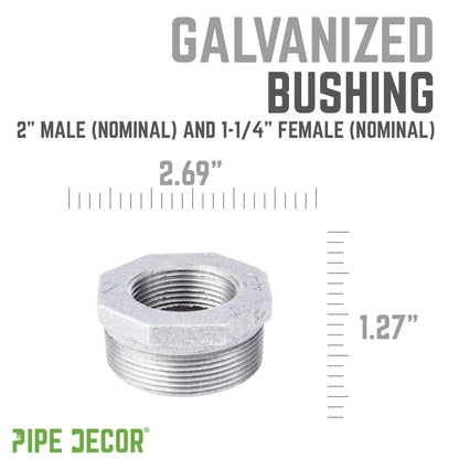 2 in. x 1 1/4 in. Galvanized Iron Bushing PIPE DECOR