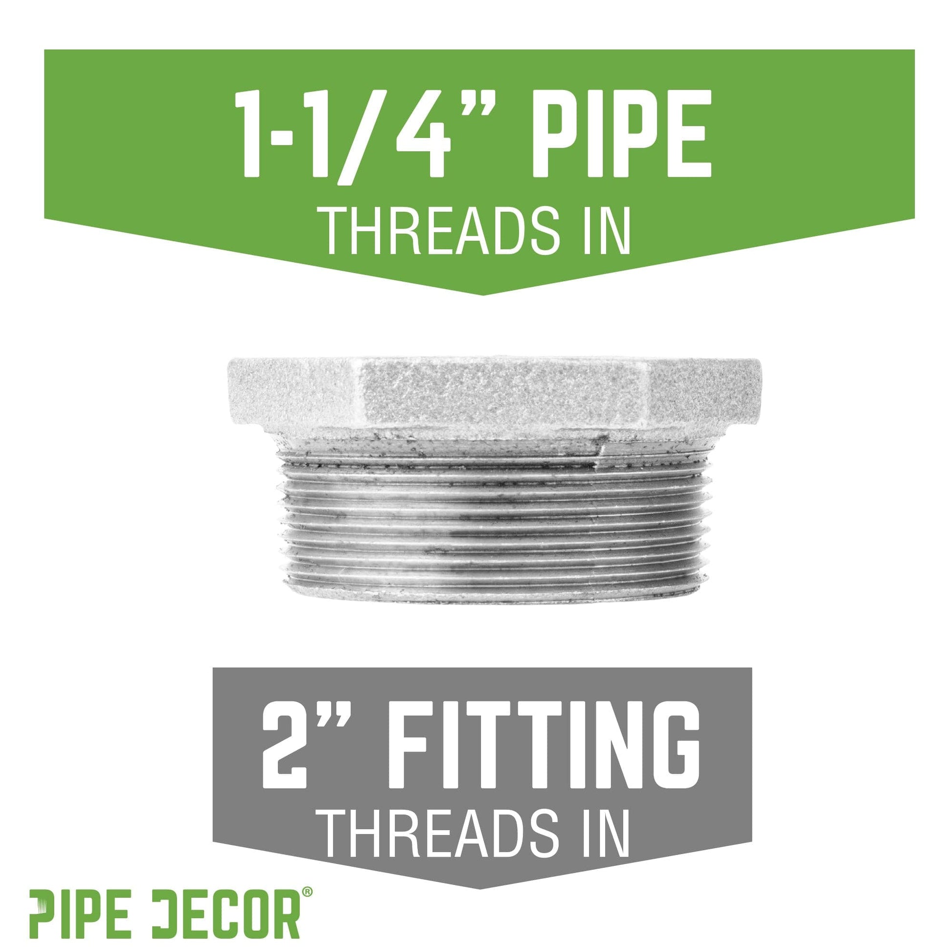 2 in. x 1 1/4 in. Galvanized Iron Bushing PIPE DECOR
