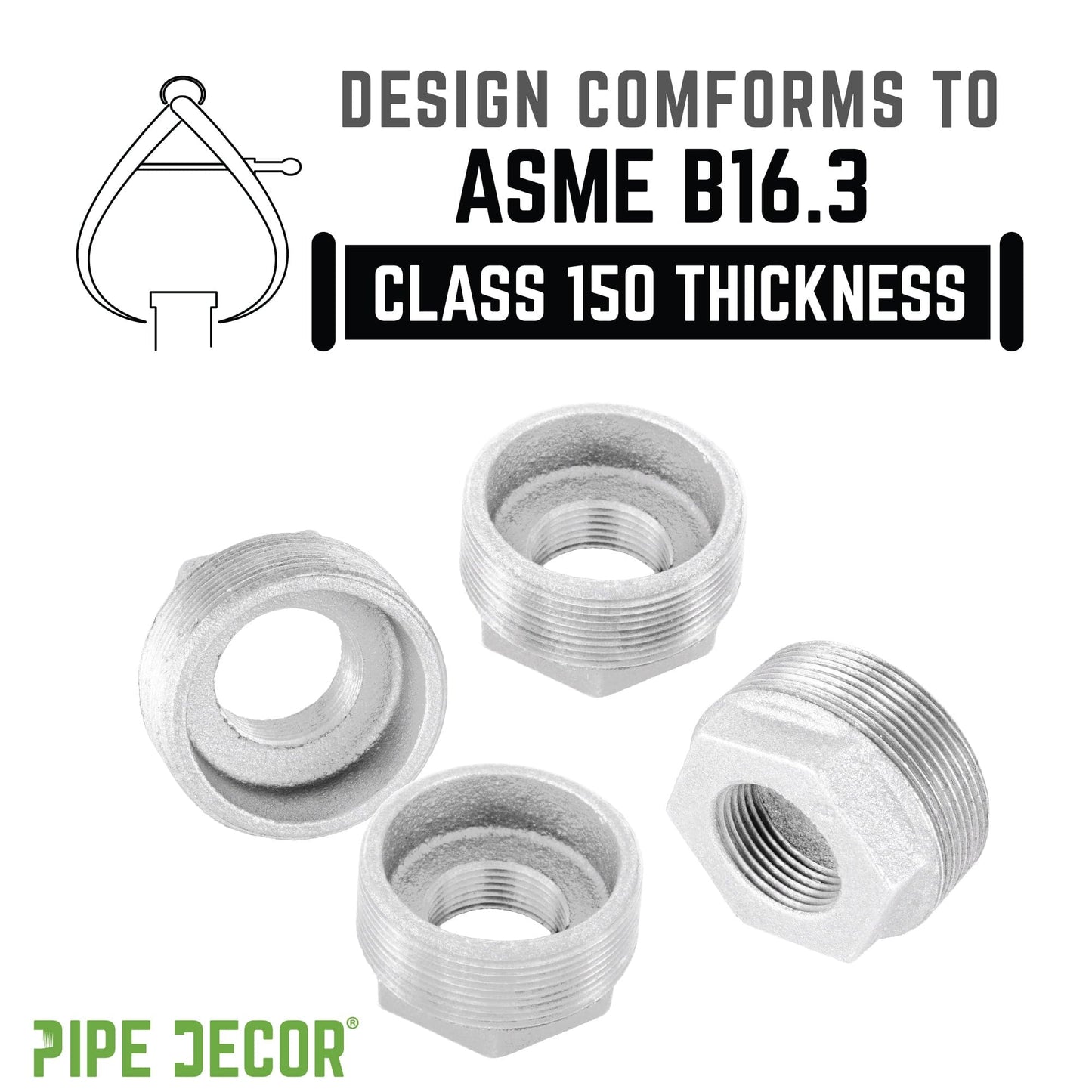 2 in. x 1/2 in. Galvanized Iron Bushing PIPE DECOR