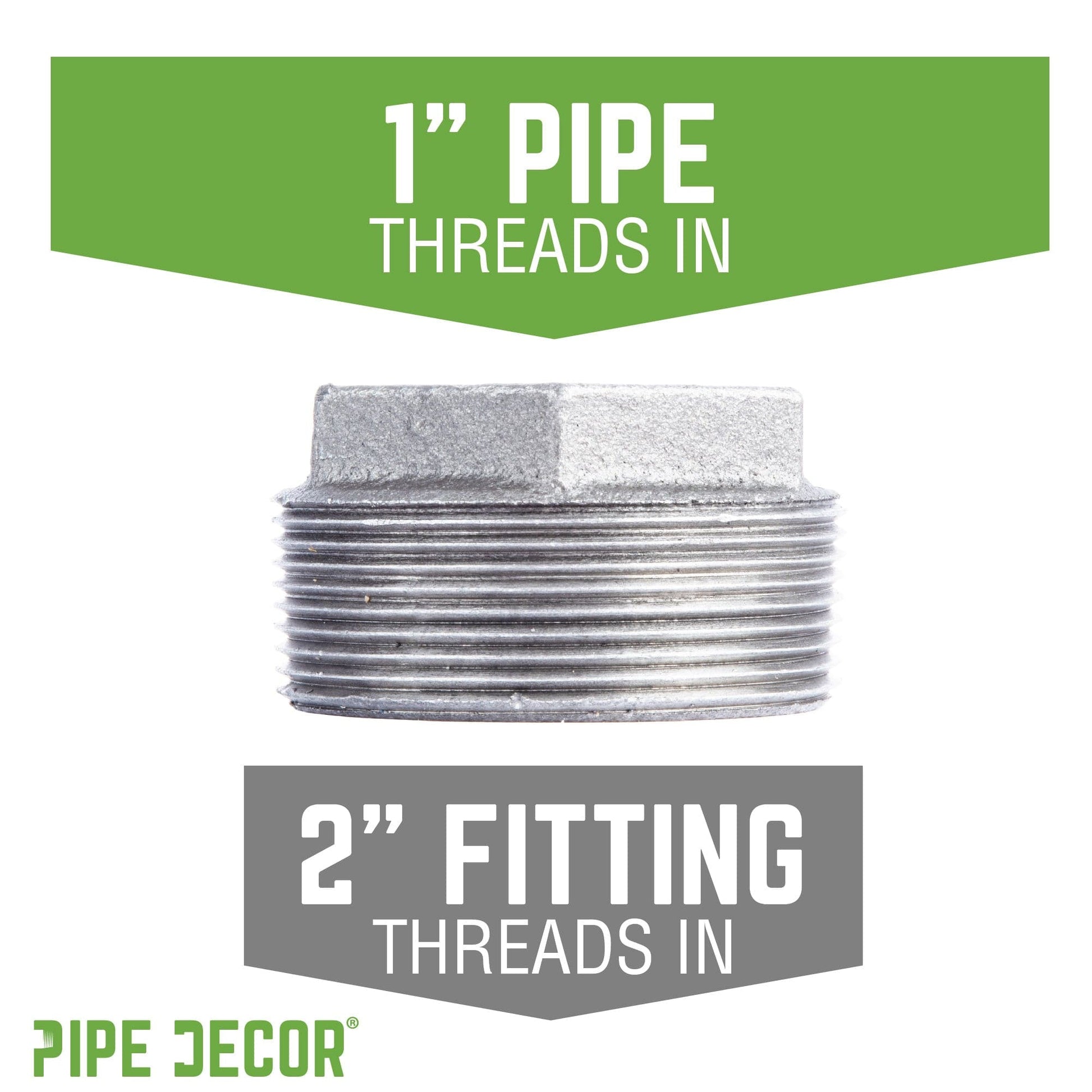 2 in. x 1 in. Galvanized Iron Bushing PIPE DECOR