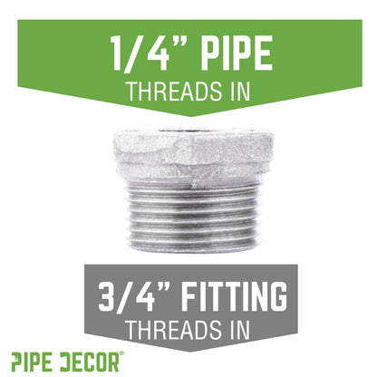 3/4 in. x 1/4 in. Galvanized Iron Bushing PIPE DECOR