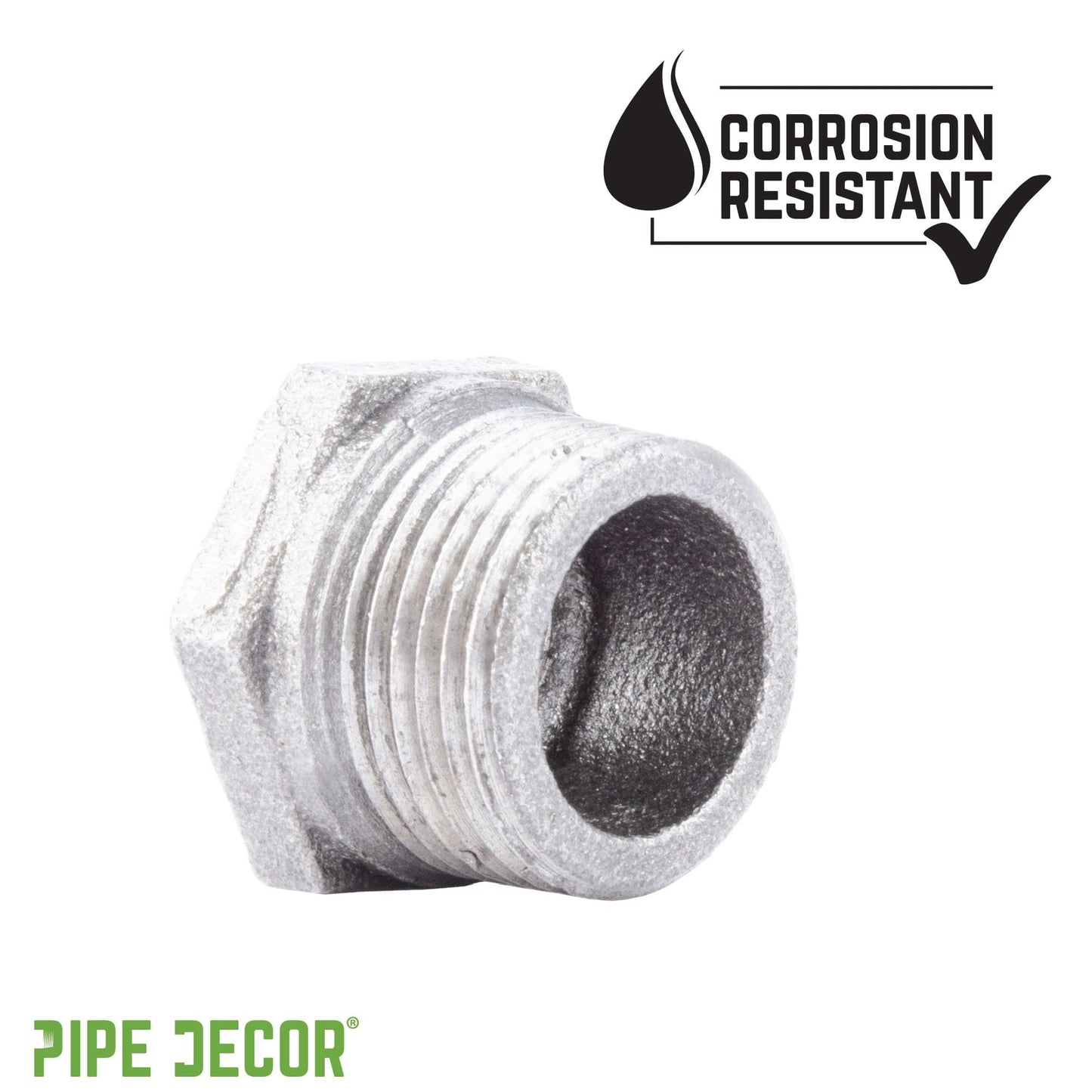 3/4 in. x 1/4 in. Galvanized Iron Bushing PIPE DECOR