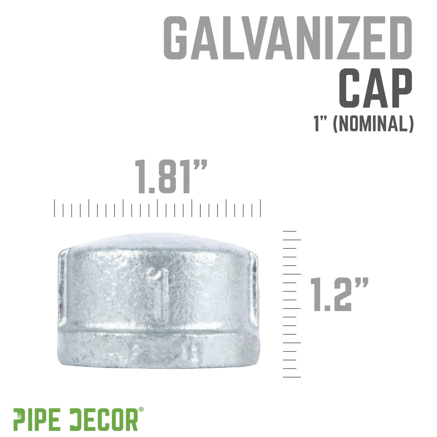 1 in. Galvanized Iron Cap PIPE DECOR