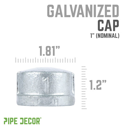 1 in. Galvanized Iron Cap PIPE DECOR