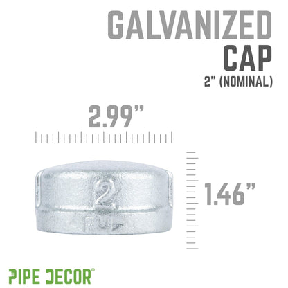 2 in. Galvanized Iron Cap PIPE DECOR