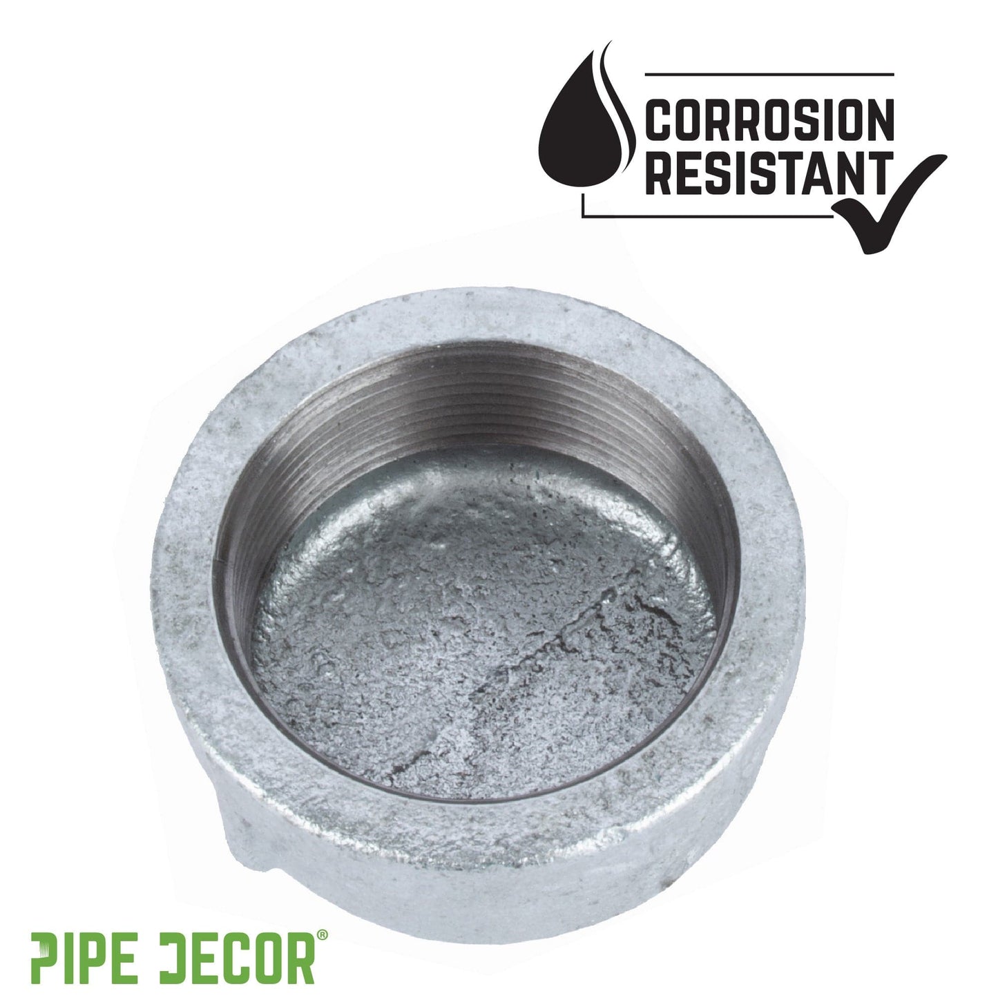 2 in. Galvanized Iron Cap PIPE DECOR