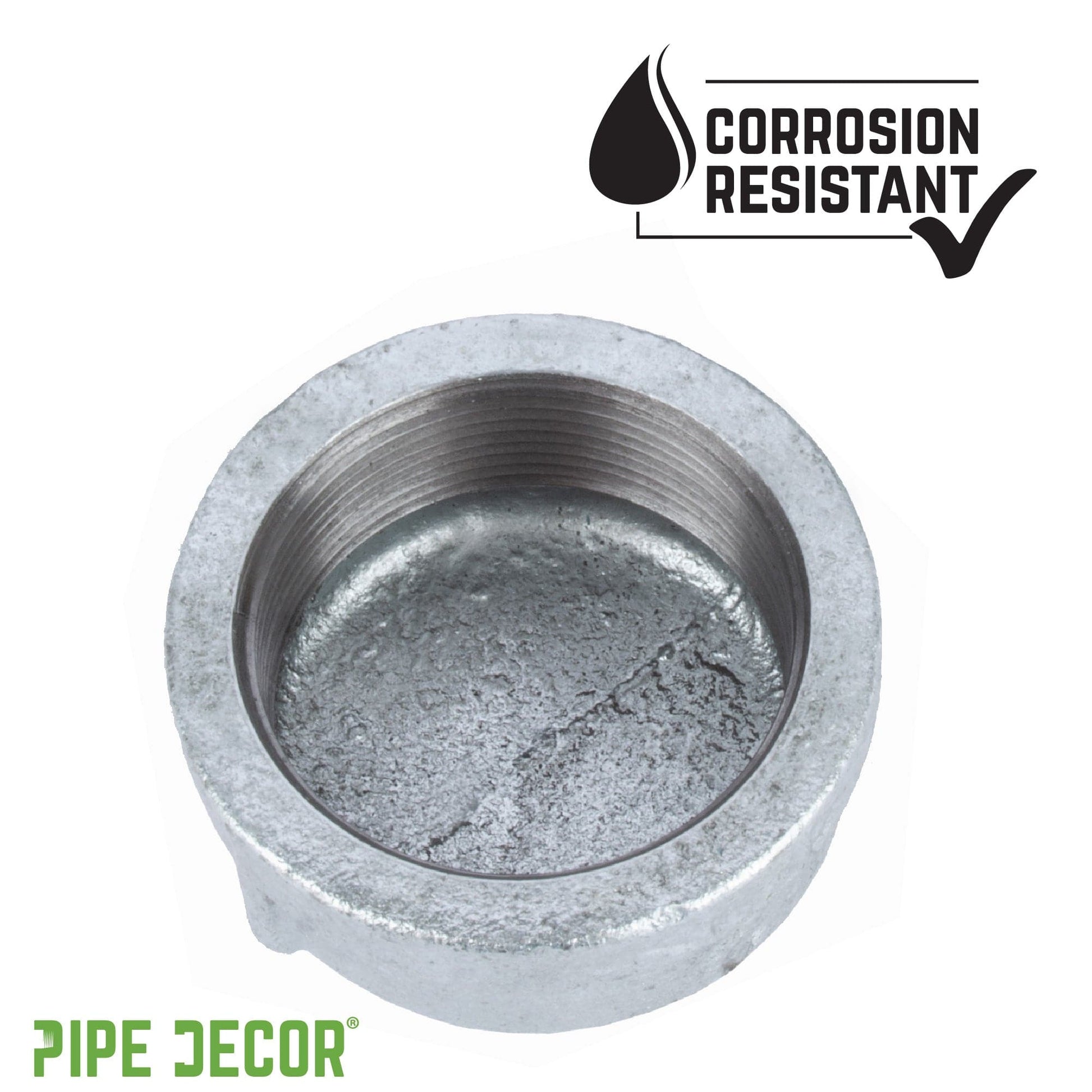 2 in. Galvanized Iron Cap PIPE DECOR