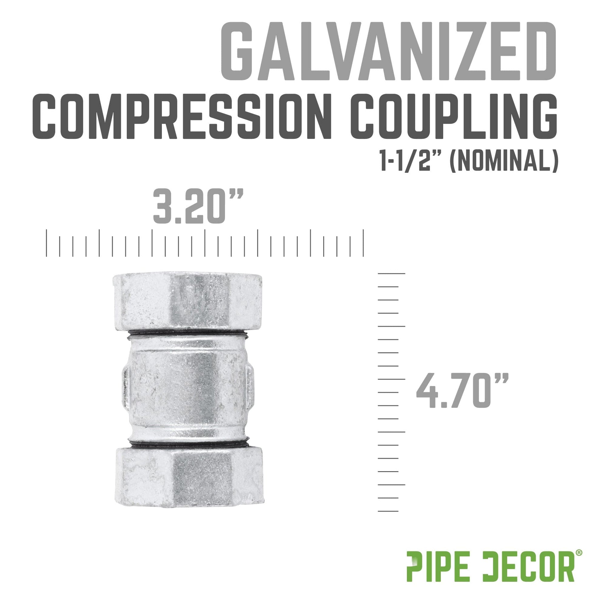 1 1/2 in. Galvanized Iron Compression Coupling PIPE DECOR