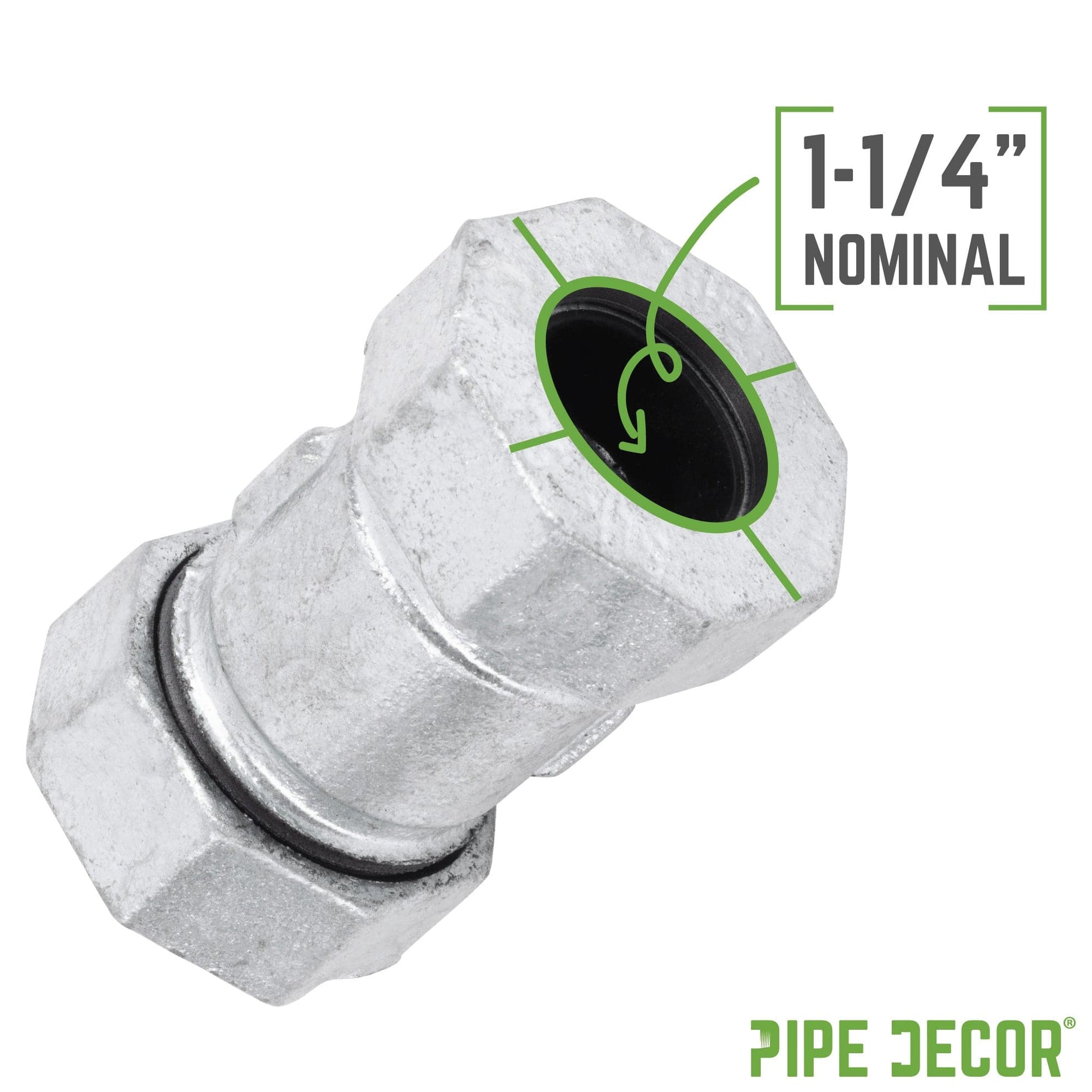 1 1/4 in. Galvanized Iron Compression Coupling PIPE DECOR