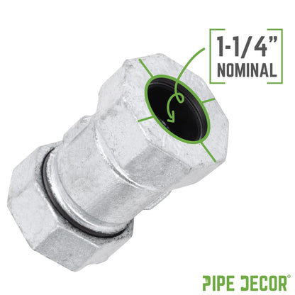 1 1/4 in. Galvanized Iron Compression Coupling PIPE DECOR