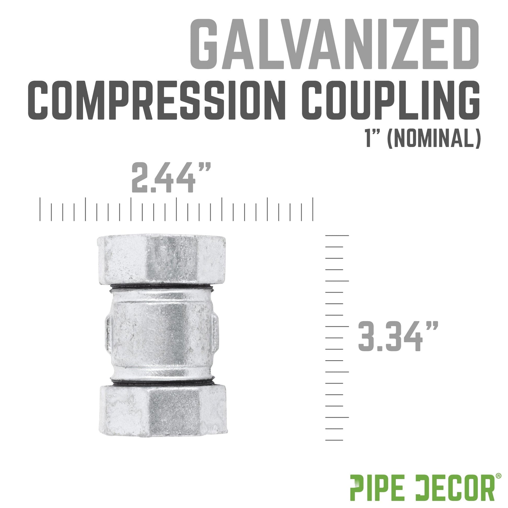 1 in. Galvanized Iron Compression Coupling PIPE DECOR