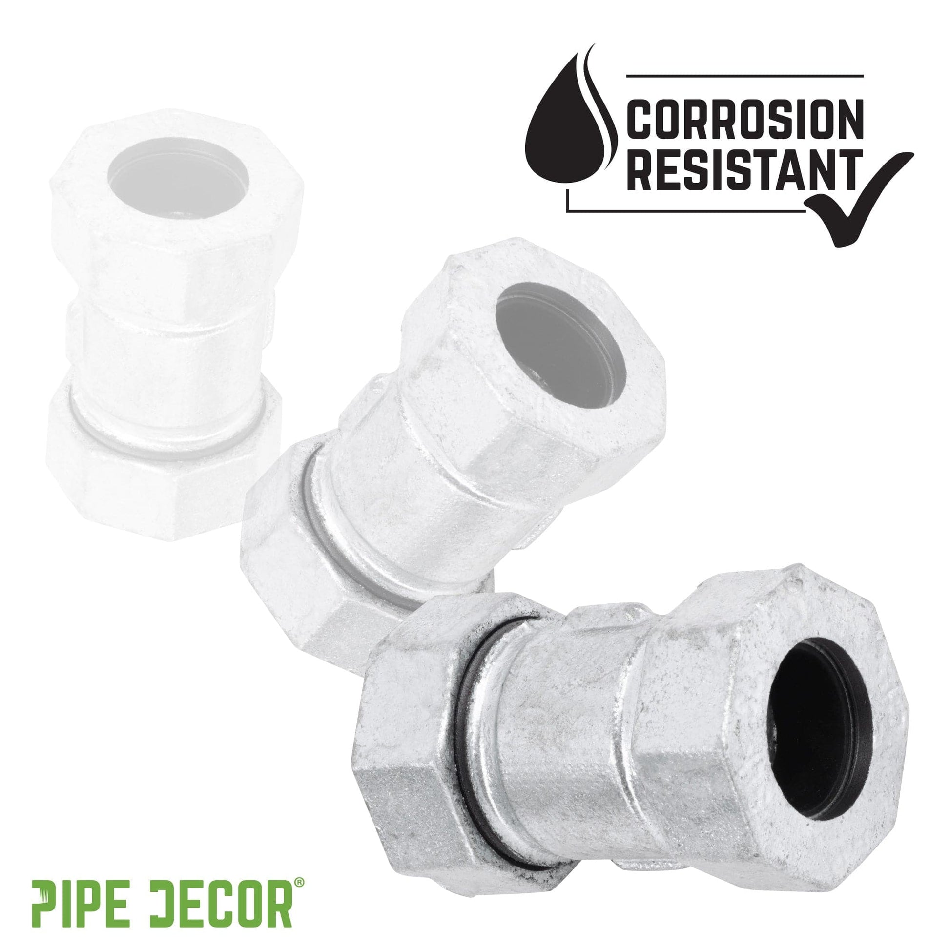 1 in. Galvanized Iron Compression Coupling PIPE DECOR