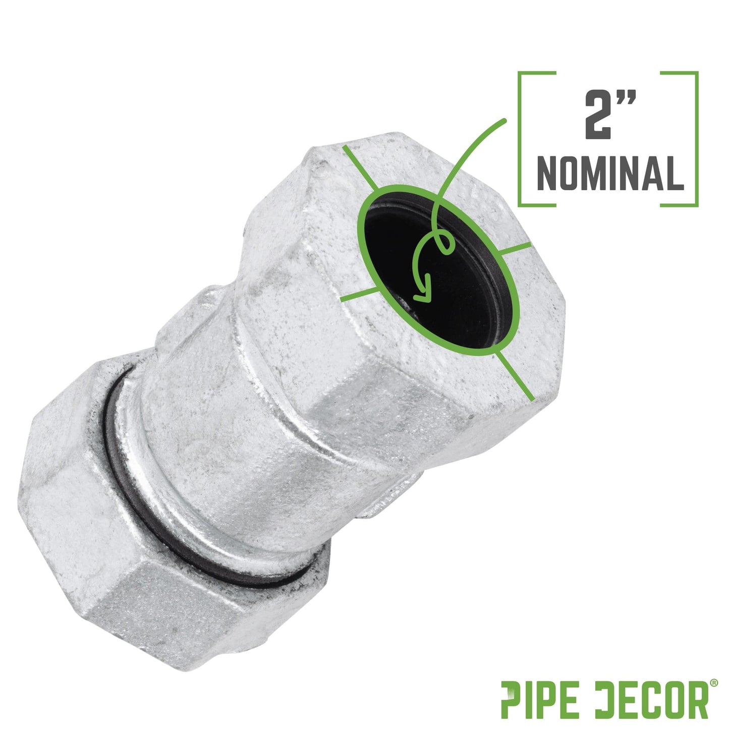 2 in. Galvanized Iron Compression Coupling PIPE DECOR