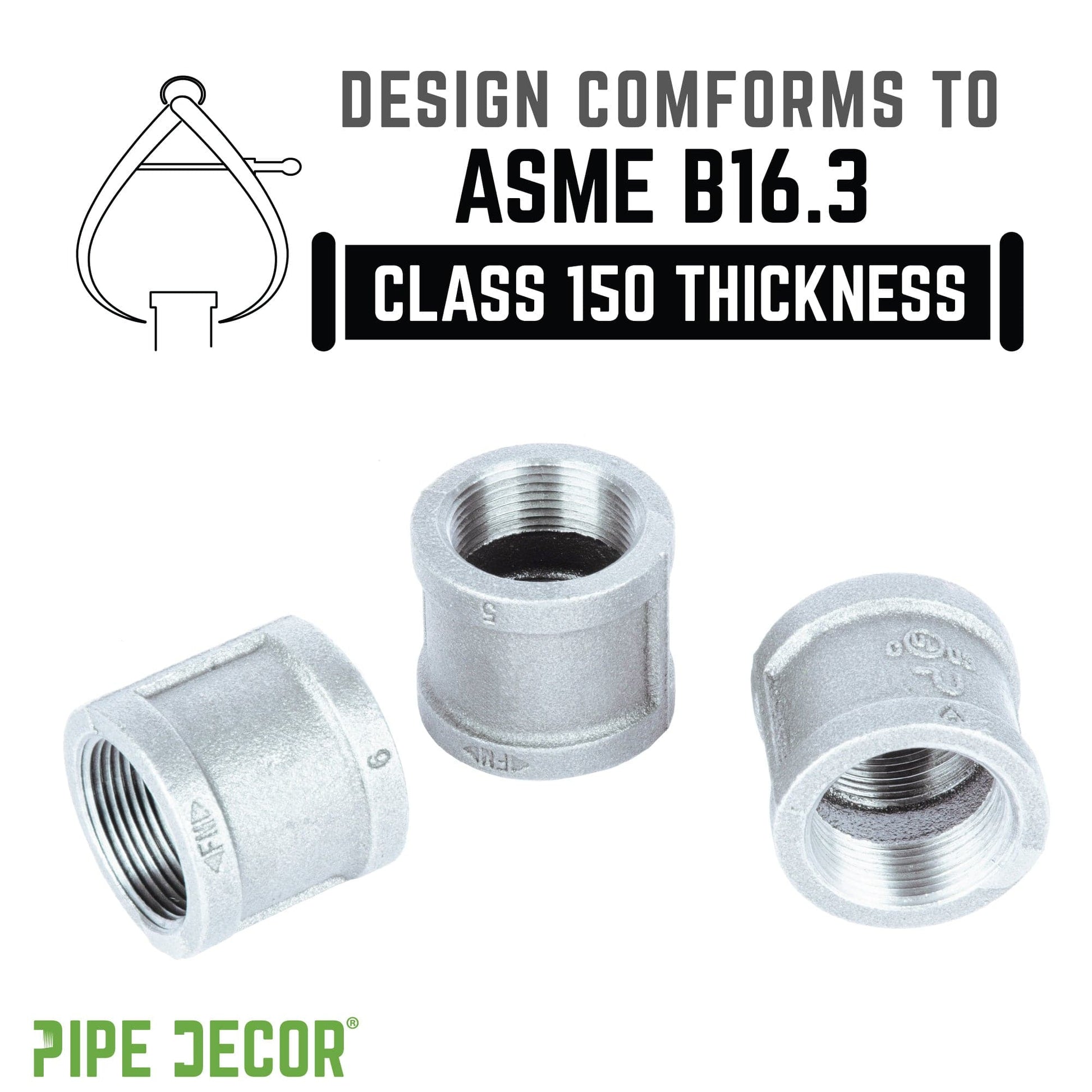 1 1/2 in. Galvanized Iron Coupling PIPE DECOR