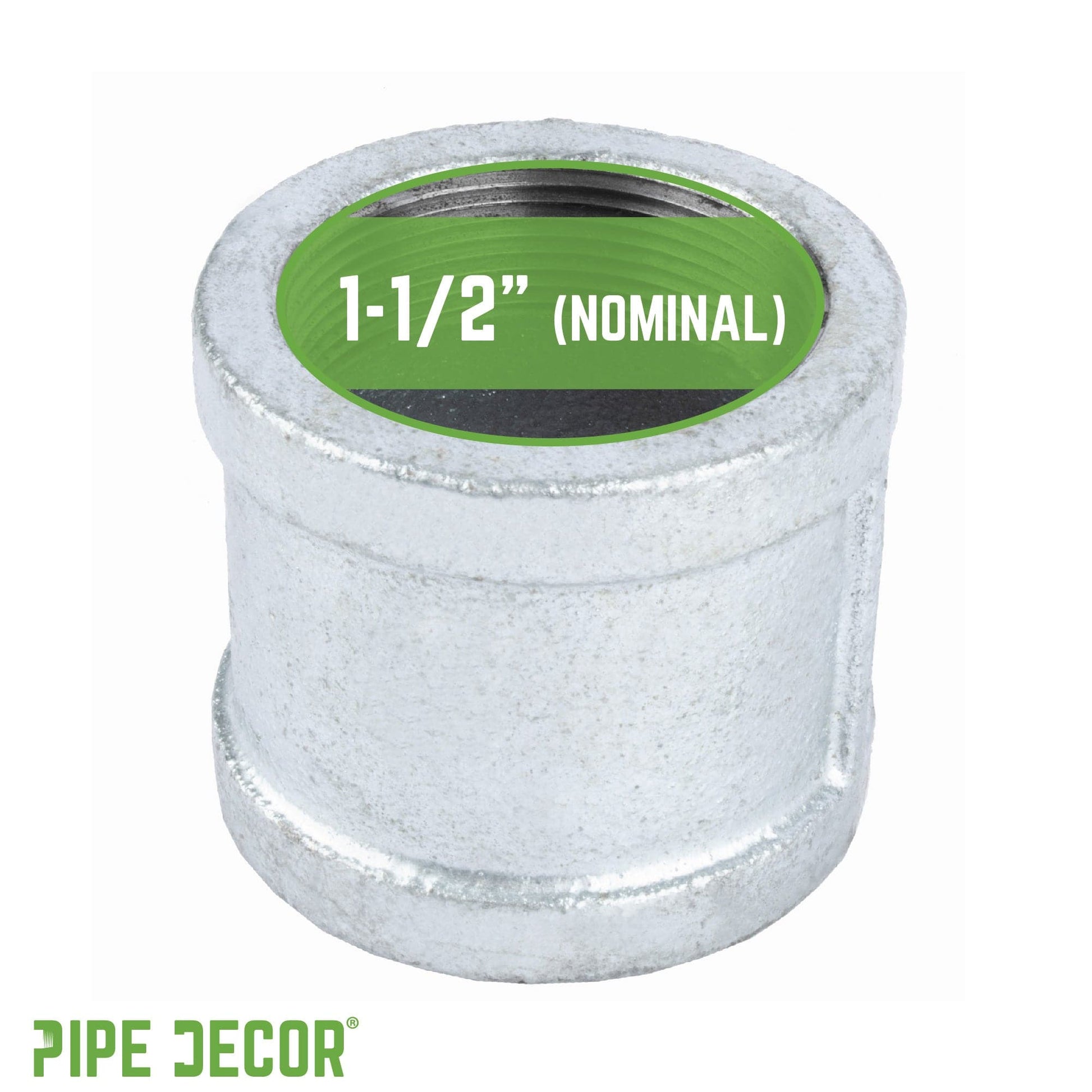 1 1/2 in. Galvanized Iron Coupling PIPE DECOR