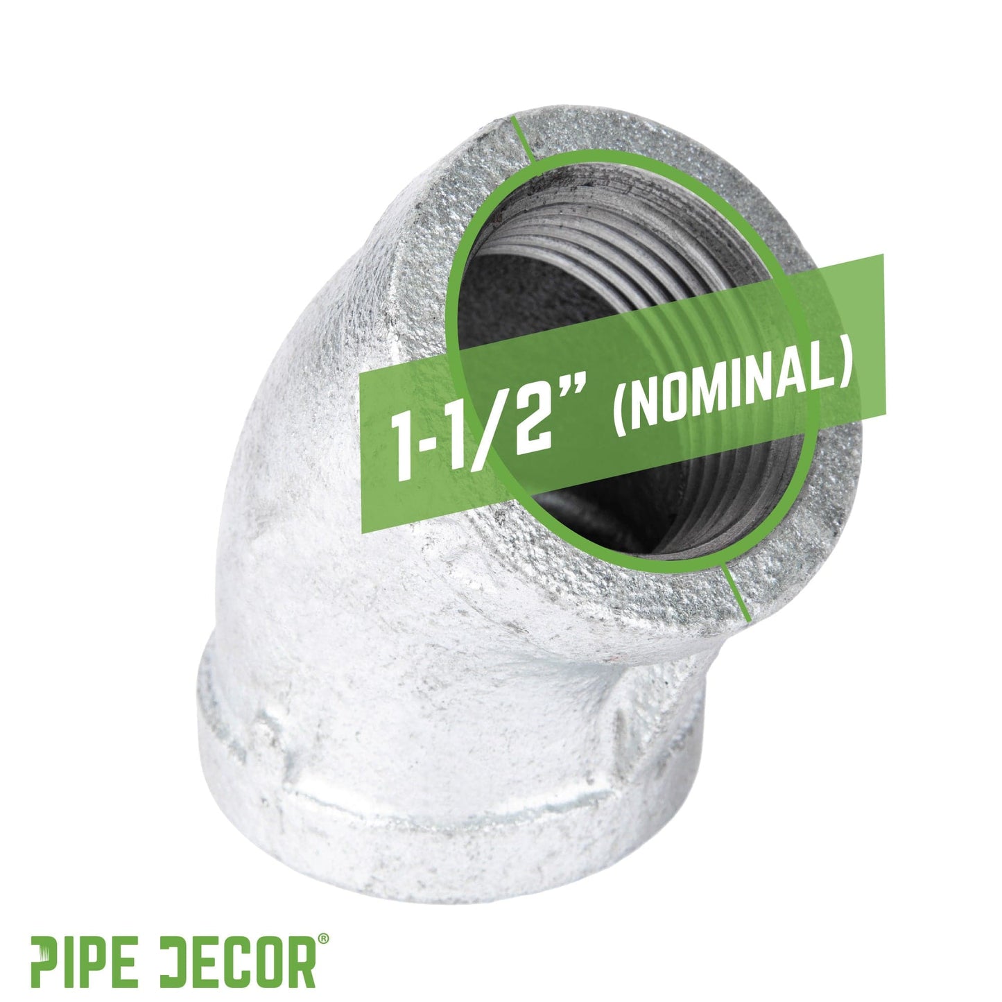 1 1/2 in.  Galvanized Iron 45 Degree Elbow PIPE DECOR