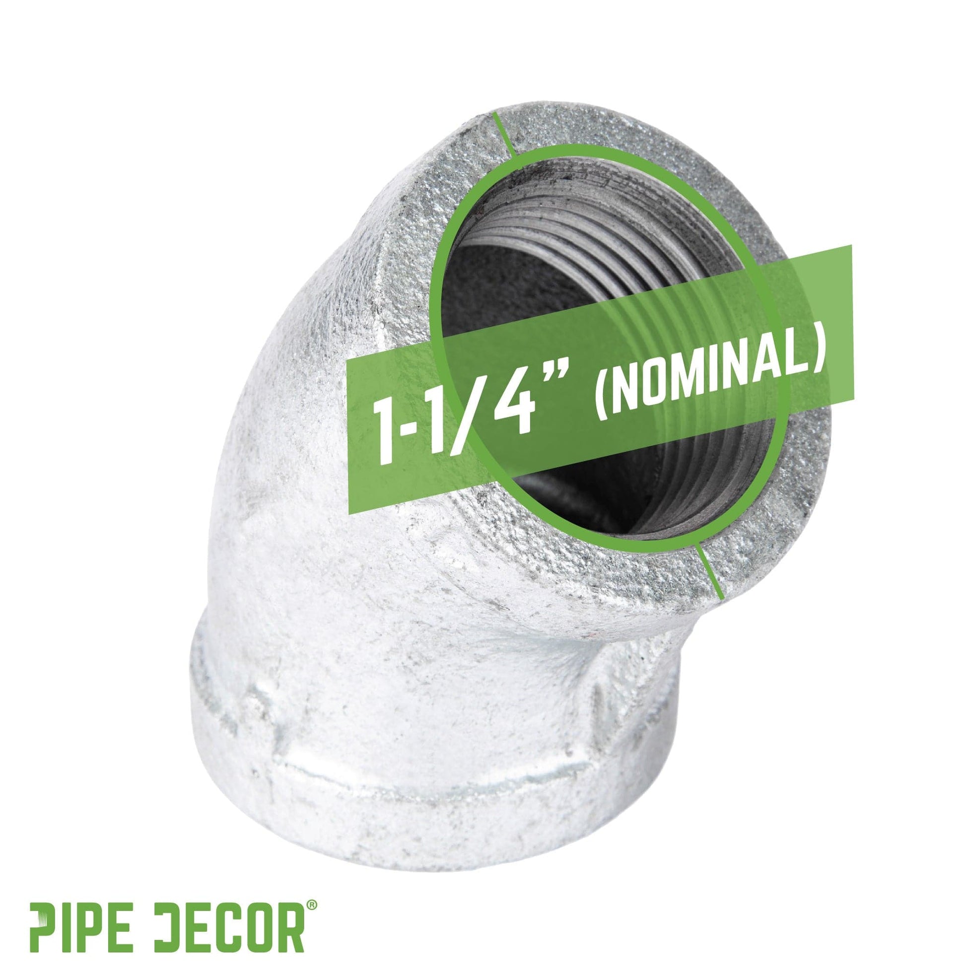 1 1/4 in. Galvanized Iron 45 Degree Elbow PIPE DECOR