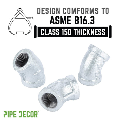 1/2 in. Galvanized Iron 45 Degree Elbow PIPE DECOR