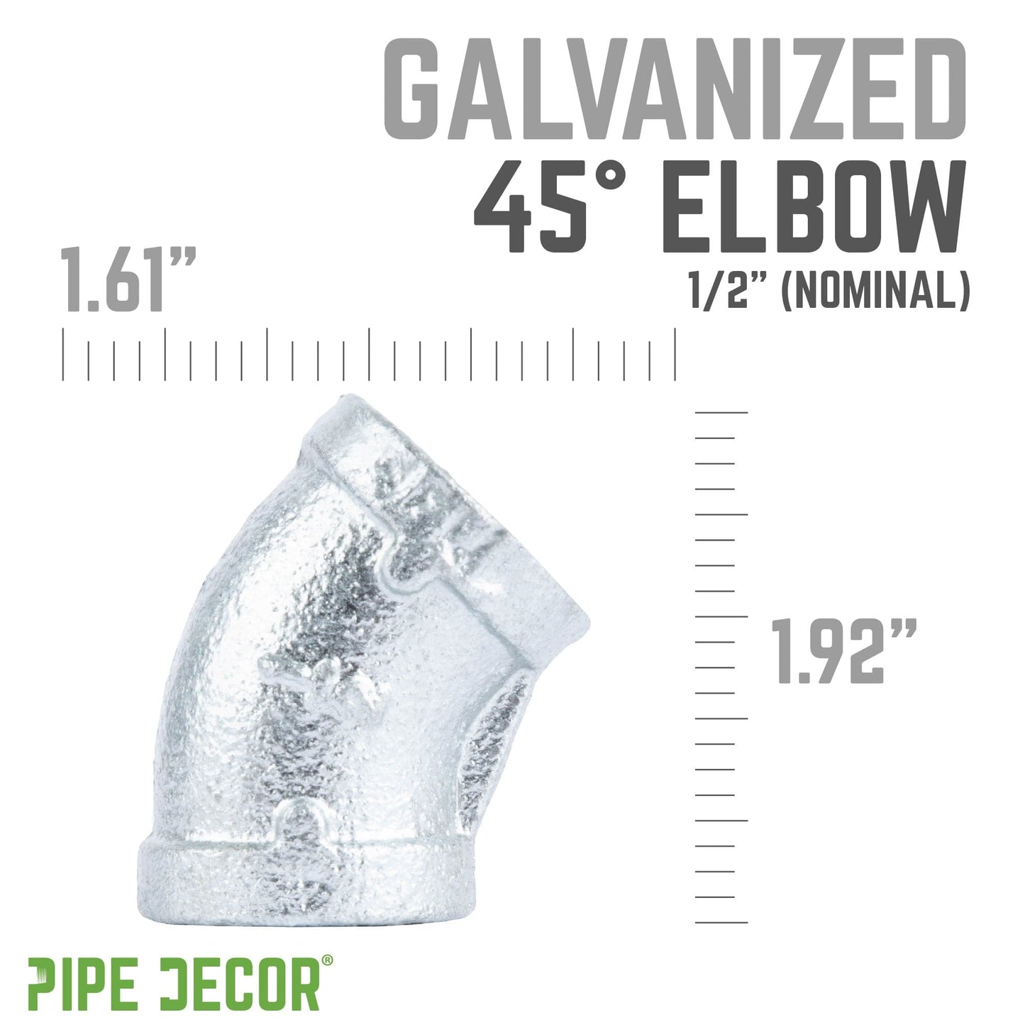 1/2 in. Galvanized Iron 45 Degree Elbow PIPE DECOR