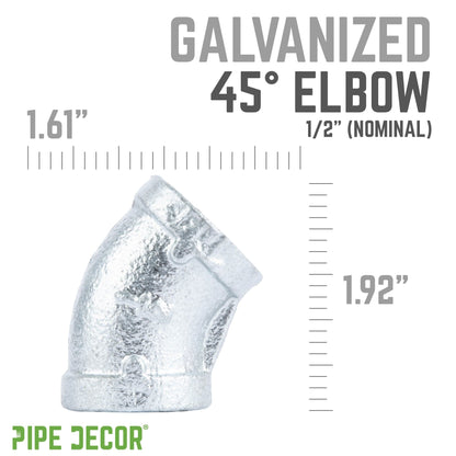1/2 in. Galvanized Iron 45 Degree Elbow PIPE DECOR