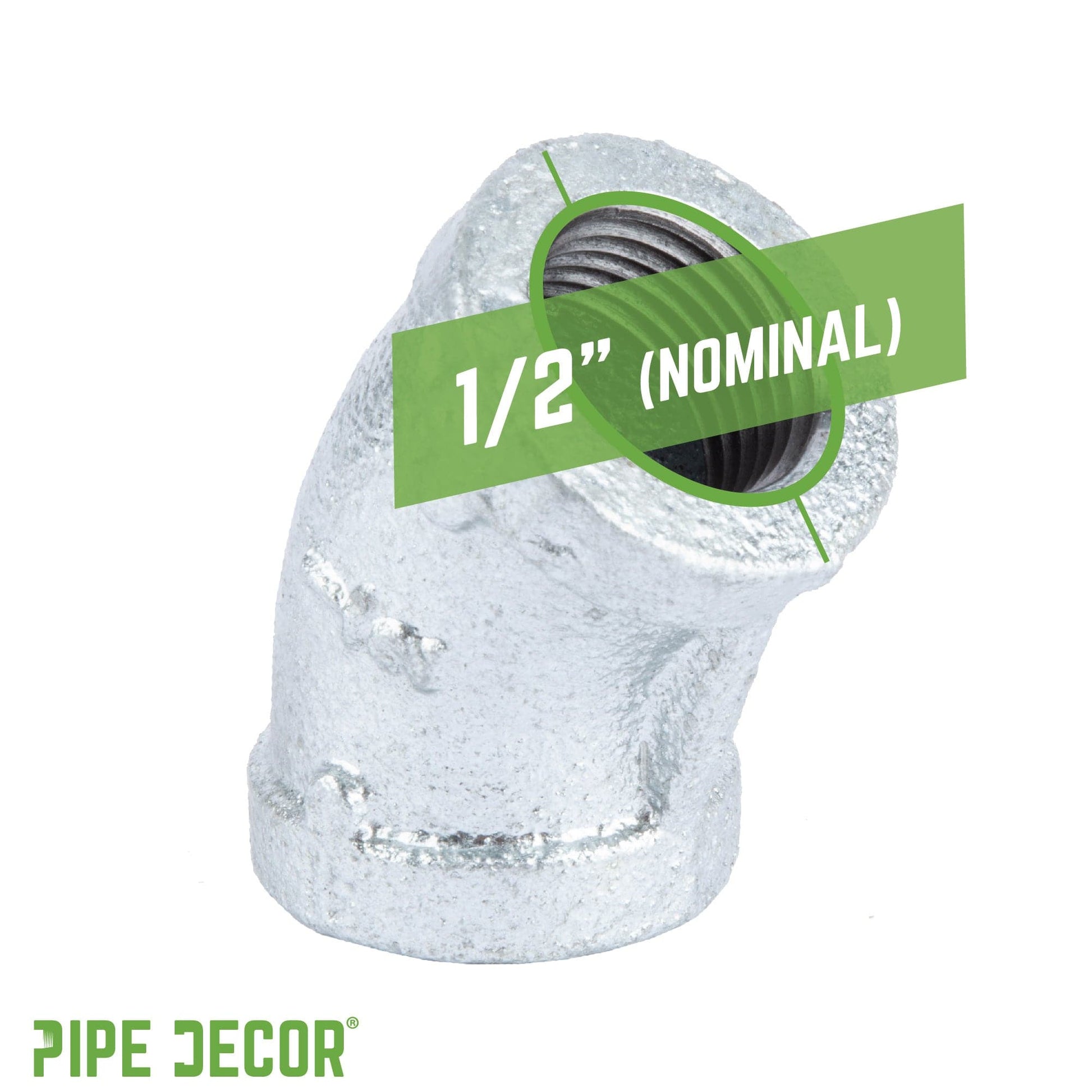 1/2 in. Galvanized Iron 45 Degree Elbow PIPE DECOR