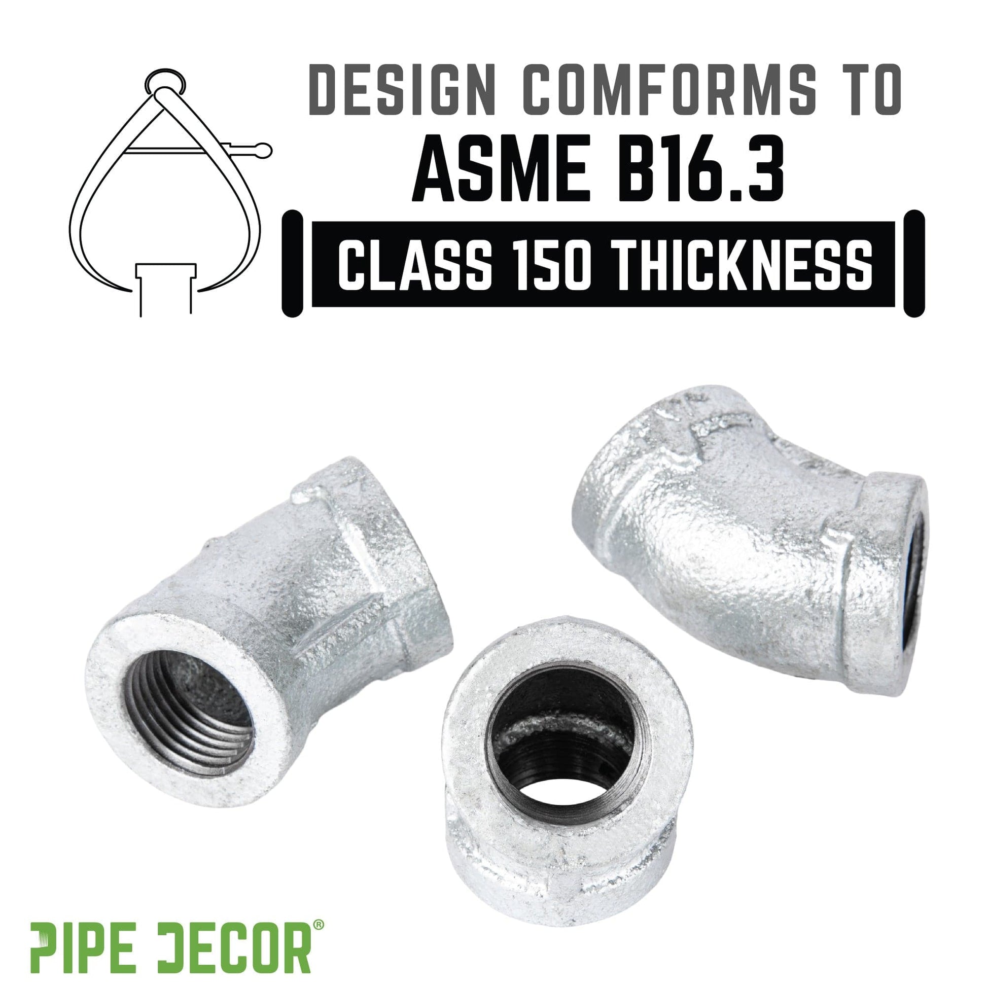 1/4 in.  Galvanized Iron 45 Degree Elbow PIPE DECOR