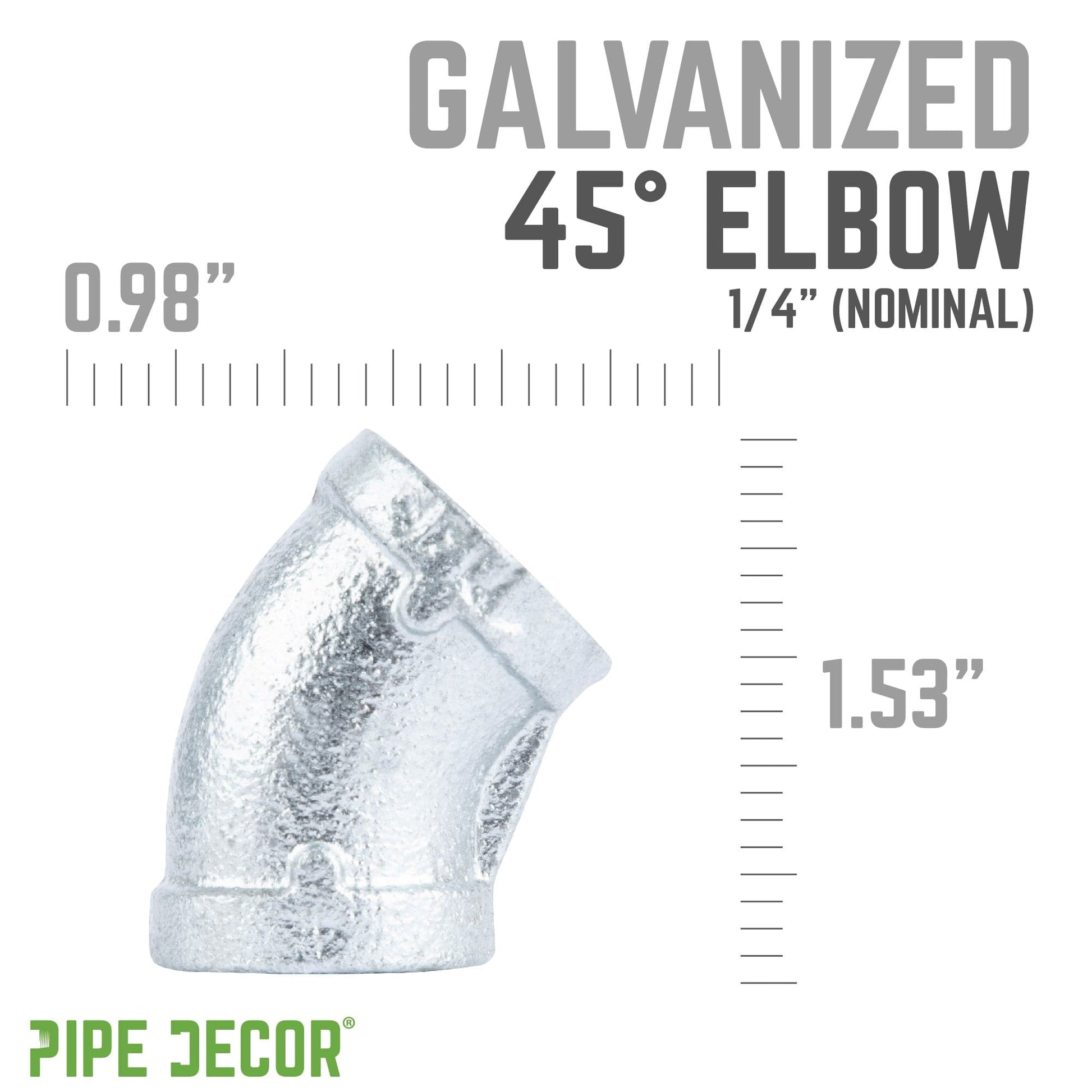 1/4 in.  Galvanized Iron 45 Degree Elbow PIPE DECOR