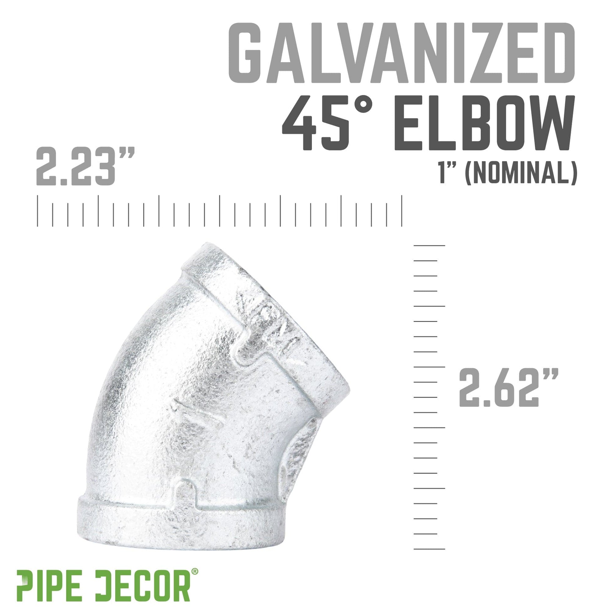 1 in. Galvanized Iron 45 Degree Elbow PIPE DECOR