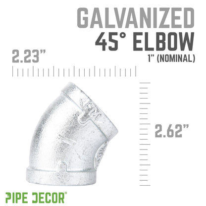 1 in. Galvanized Iron 45 Degree Elbow PIPE DECOR