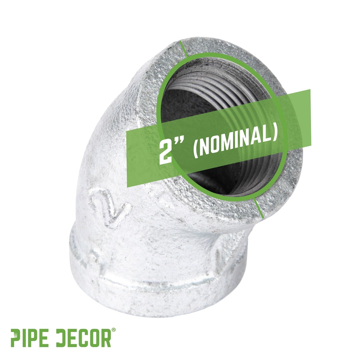 2 in.  Galvanized Iron 45 Degree Elbow PIPE DECOR