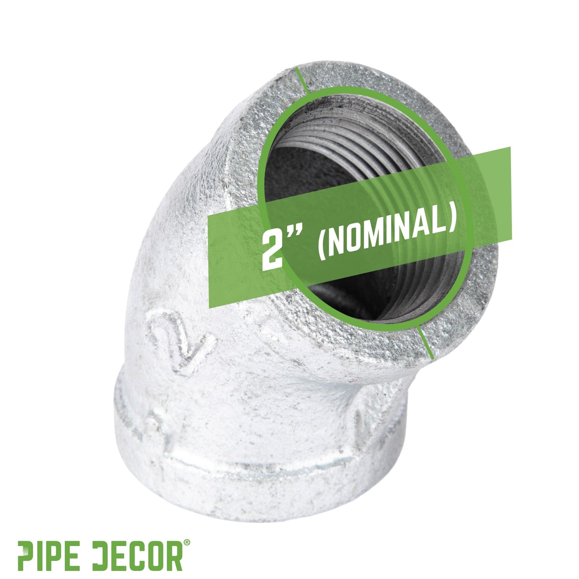 2 in.  Galvanized Iron 45 Degree Elbow PIPE DECOR