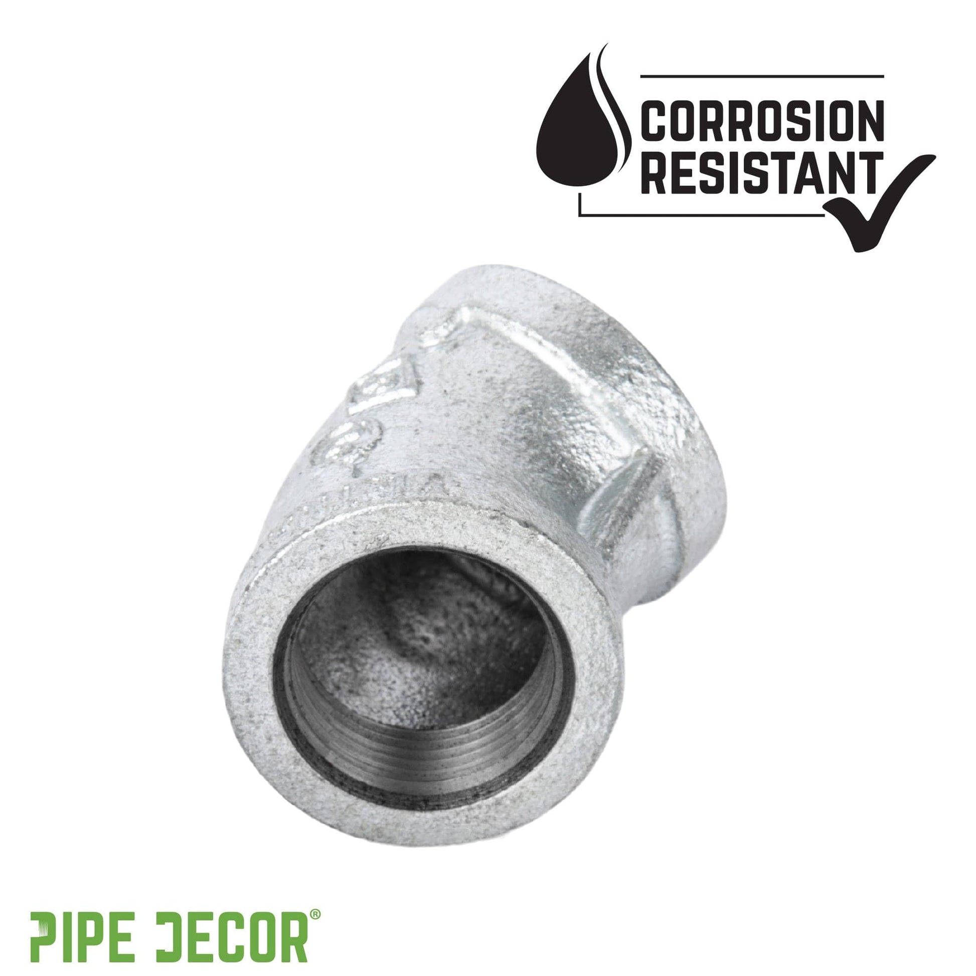 2 in.  Galvanized Iron 45 Degree Elbow PIPE DECOR