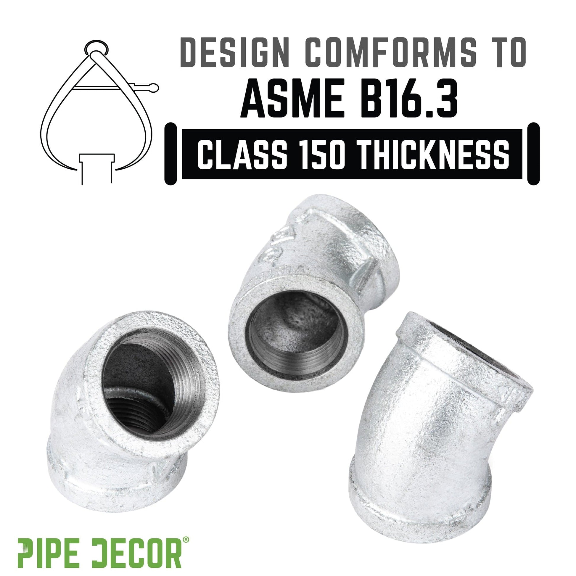3/4 in. Galvanized Iron 45 Degree Elbow PIPE DECOR