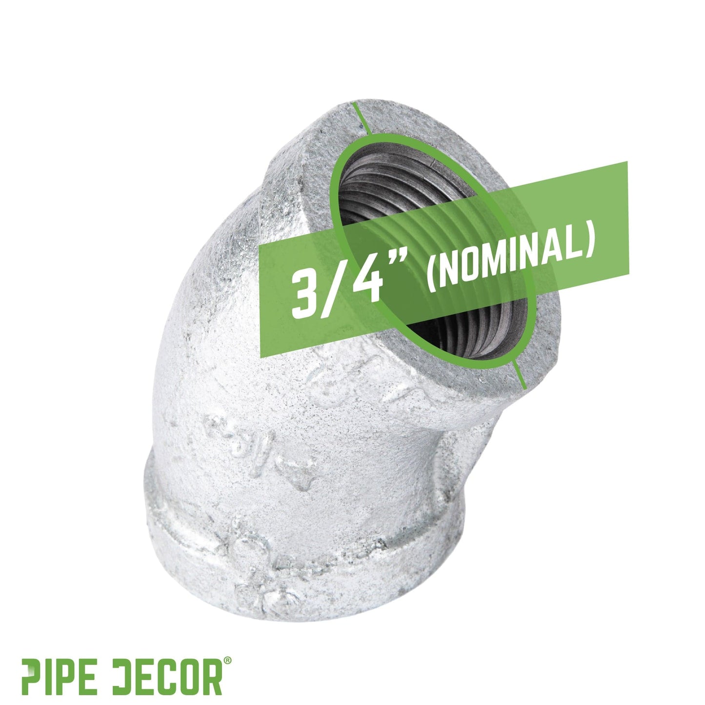 3/4 in. Galvanized Iron 45 Degree Elbow PIPE DECOR