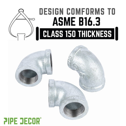 1 1/2 in. Galvanized Iron 90 Degree Elbow PIPE DECOR