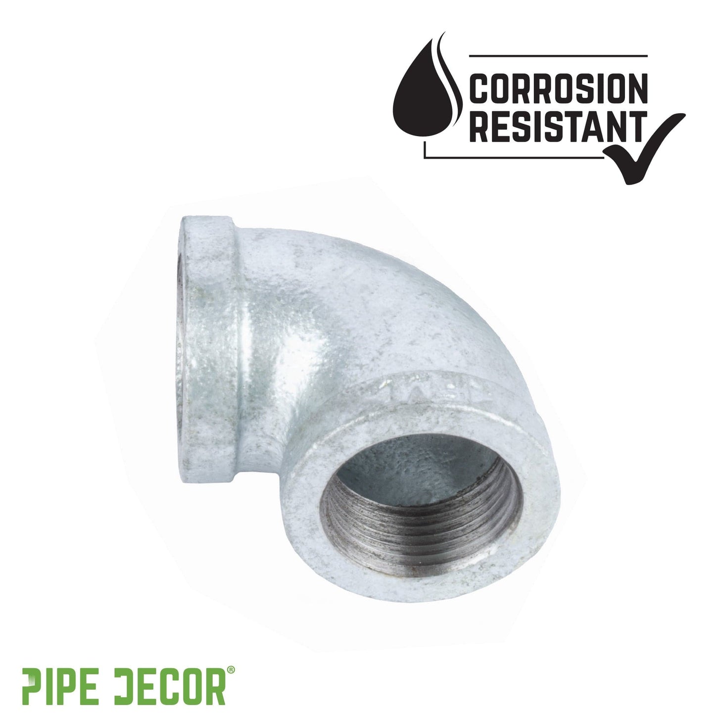 1 1/2 in. Galvanized Iron 90 Degree Elbow PIPE DECOR