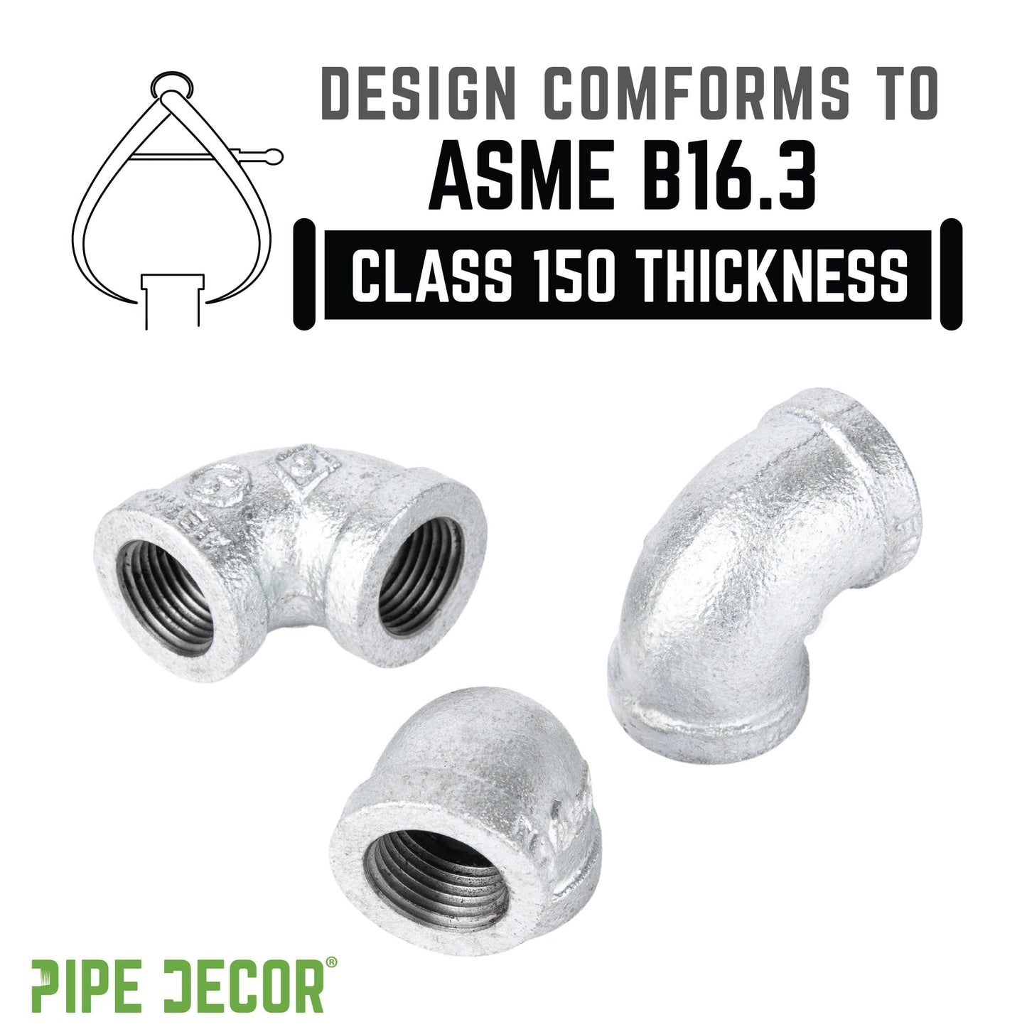 1/4 in. Galvanized Iron 90 Degree Elbow PIPE DECOR