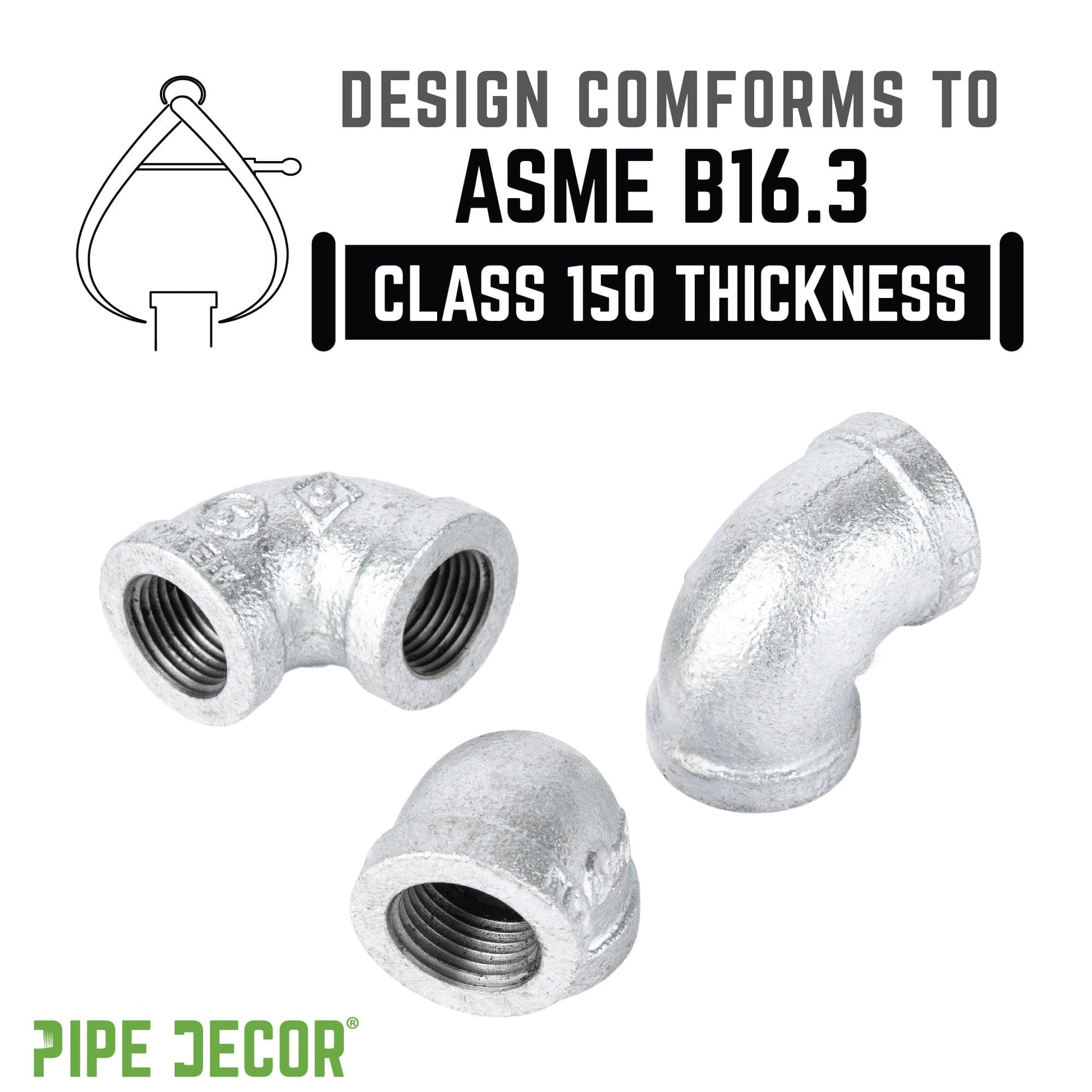 1/4 in. Galvanized Iron 90 Degree Elbow PIPE DECOR