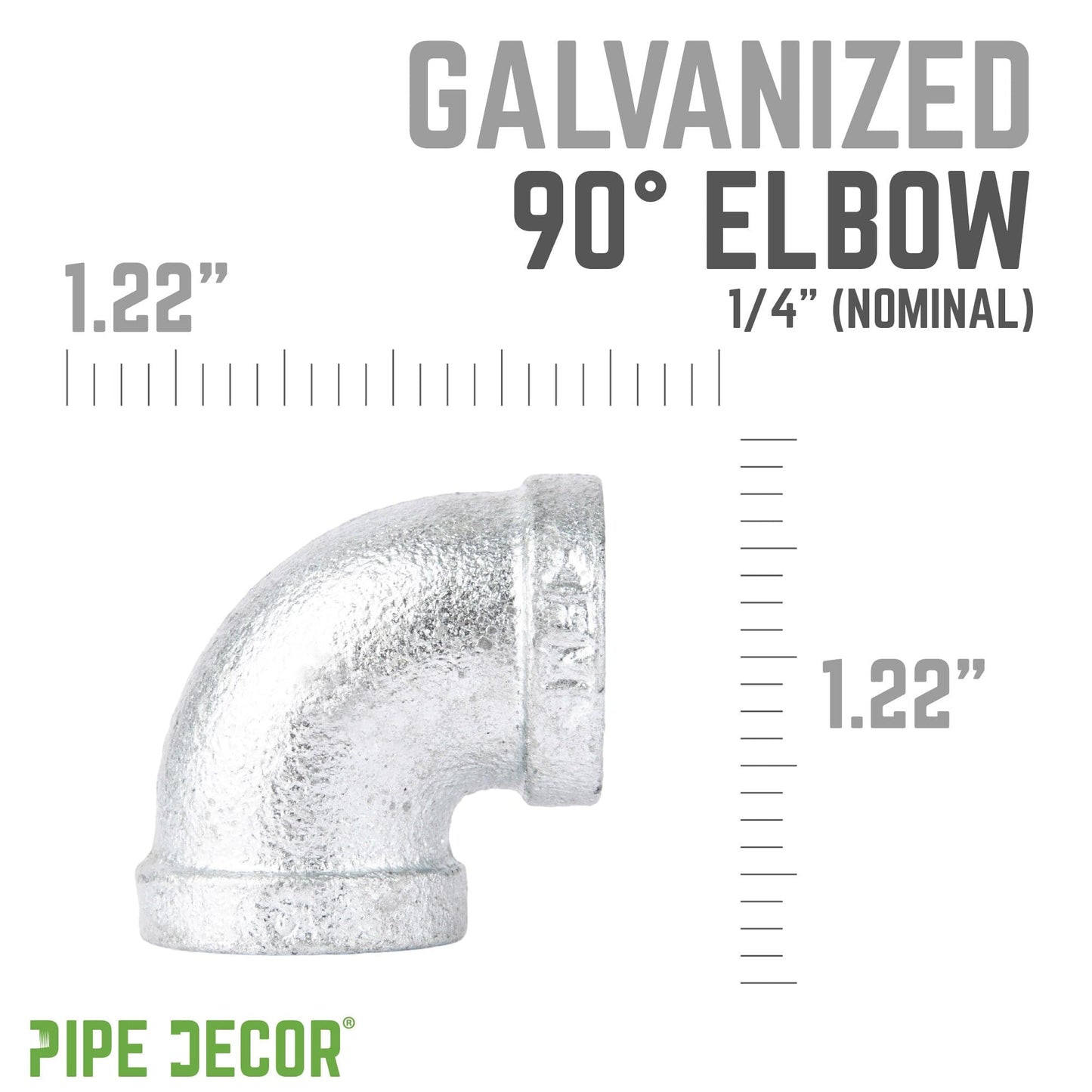 1/4 in. Galvanized Iron 90 Degree Elbow PIPE DECOR