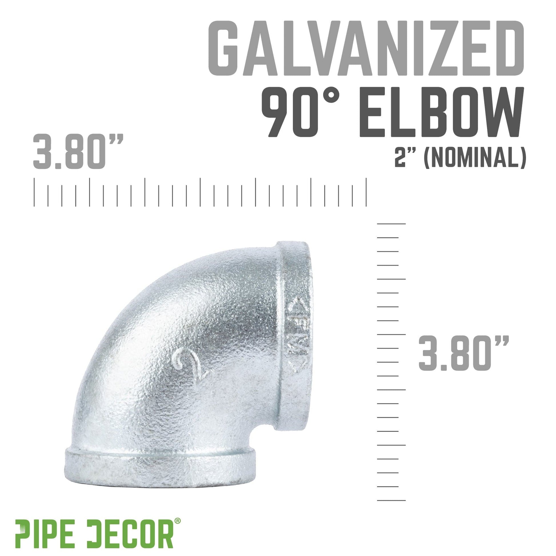2 in. Galvanized Iron 90 Degree Elbow PIPE DECOR
